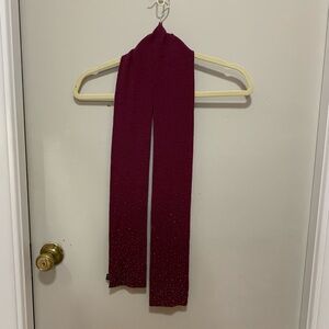 Vintage Express Embellished Burgundy Wool and Cashmere Scarf